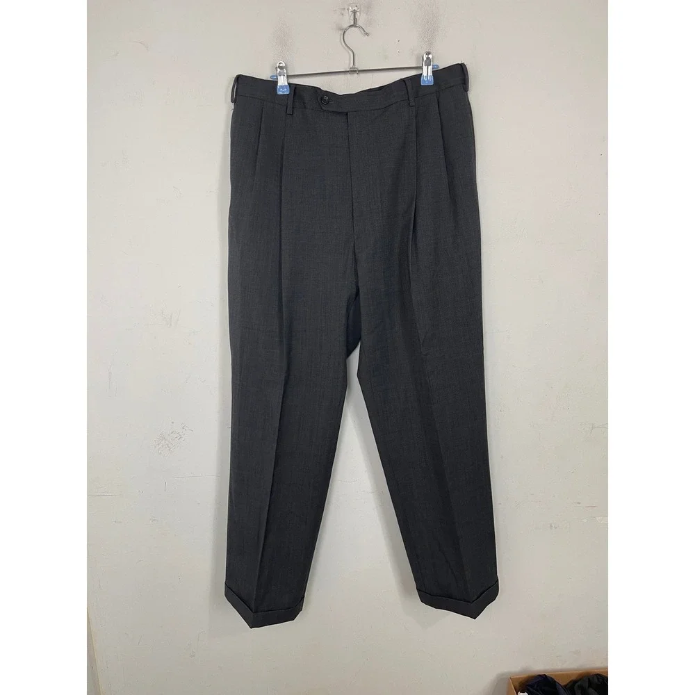 Jos.‎ A. Bank Classic Mens 44L Charcoal Gray 100% Wool Pleated 2 Piece Suit